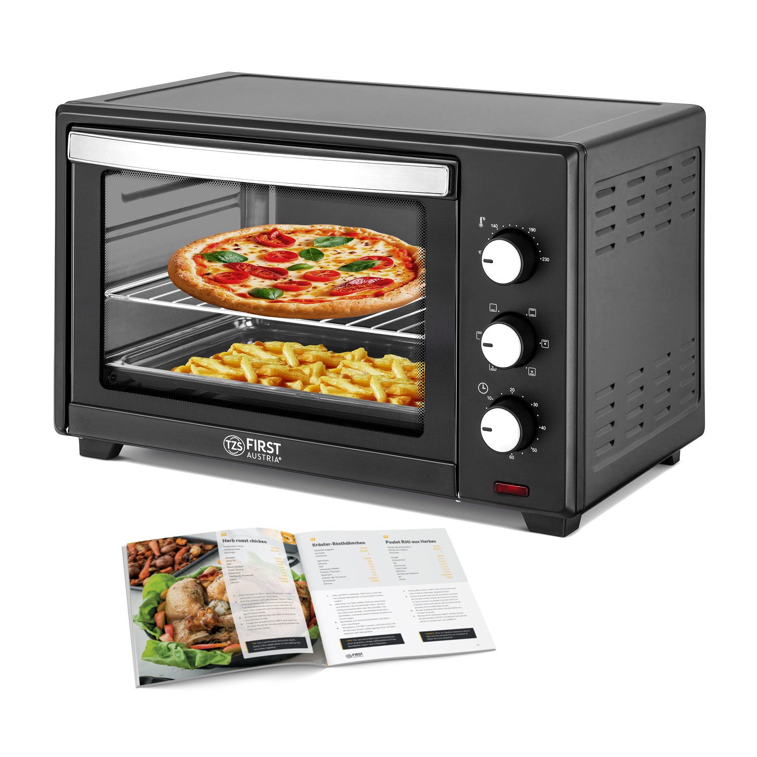Minibackofen Pizzaofen, 35L, Umluft, Premium-X Coating (Antihaftbeschichtung)