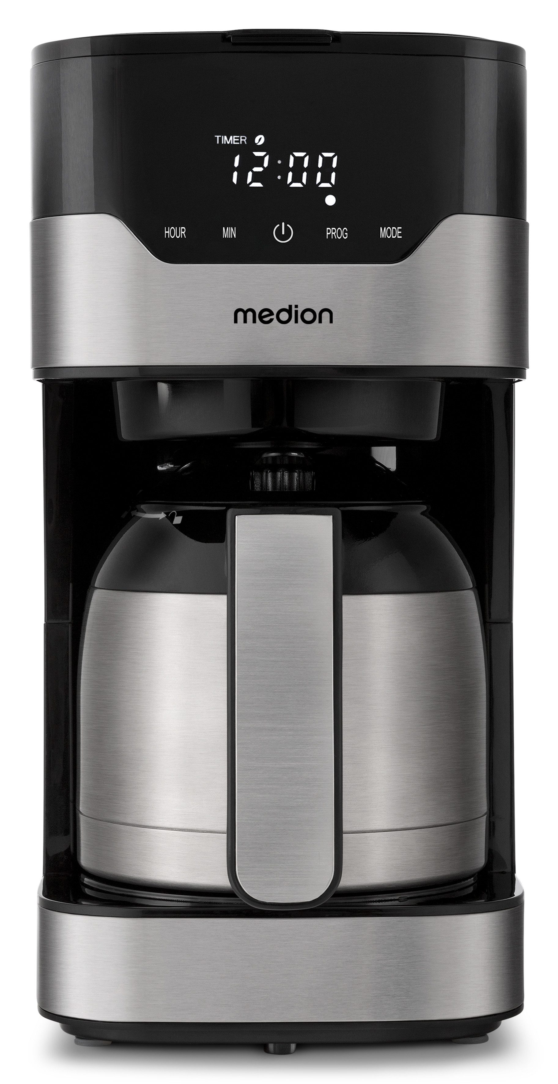 Filterkaffeemaschine MD 18458, Aromawahlschalter mit 3 Stufen, 1,2 L Edelstahlkanne, Timer