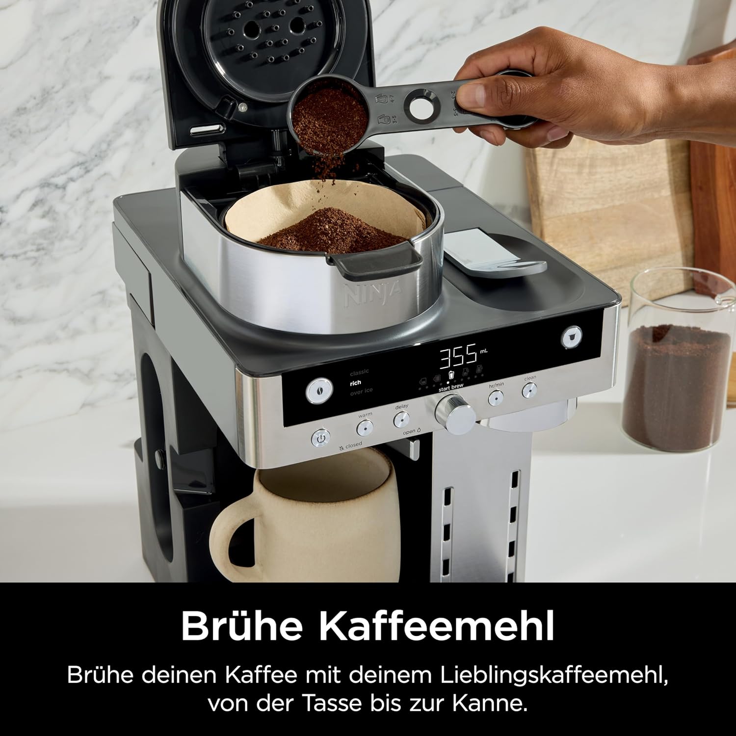 Ninja Prestige 2-in-1 Filterkaffee- und Kapselmaschine mit integriertem Milchaufschäumer, für Latte, Eiskaffee und Flat White, Schwarz CFN802EU