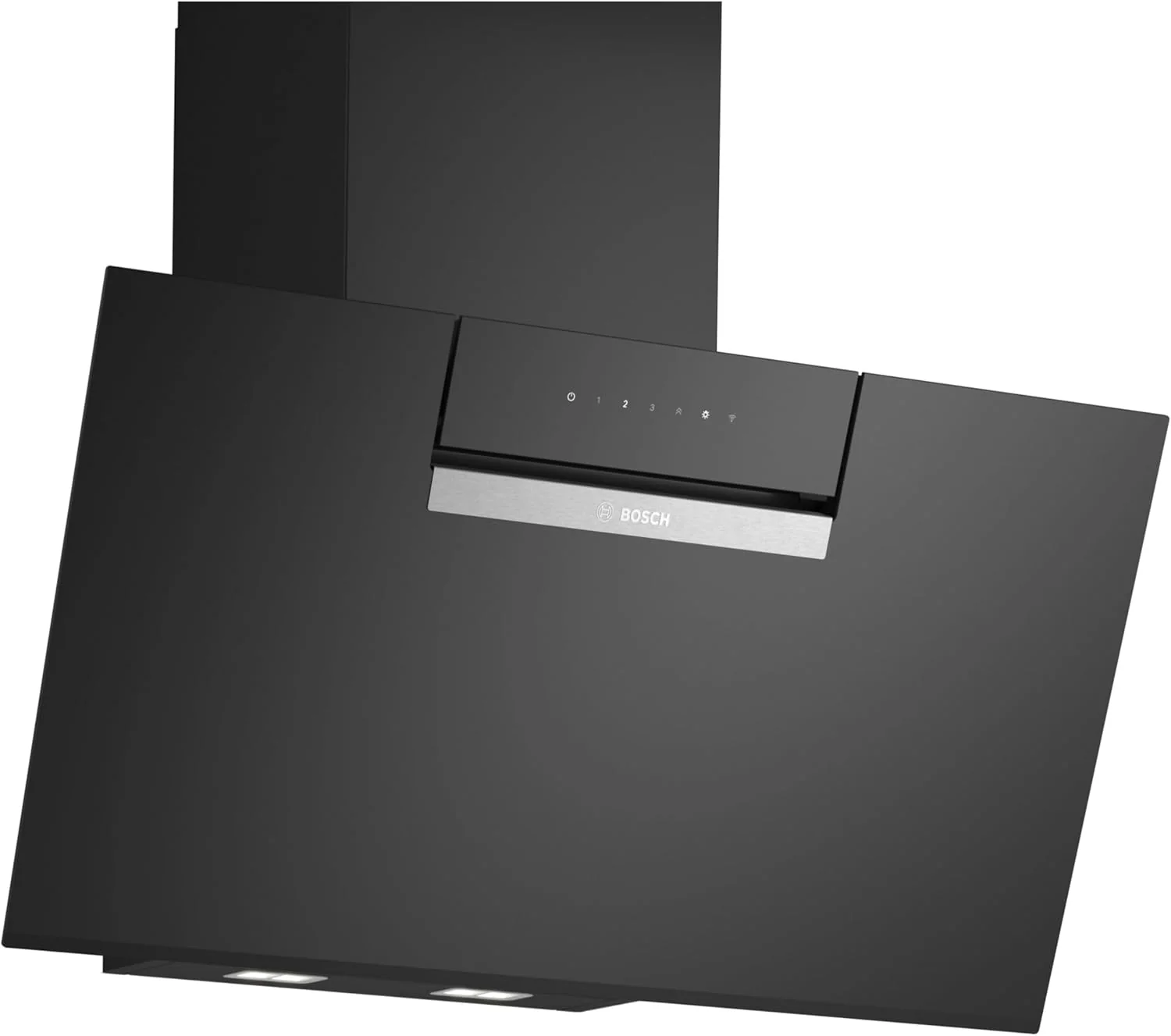 Bosch Serie 4 Smarte Dunstabzugshaube 80 cm, DWK87FN60, Klarglas schwarz bedruckt, Wandesse Made in Germany, Automatische Anpassung an Kochfeld