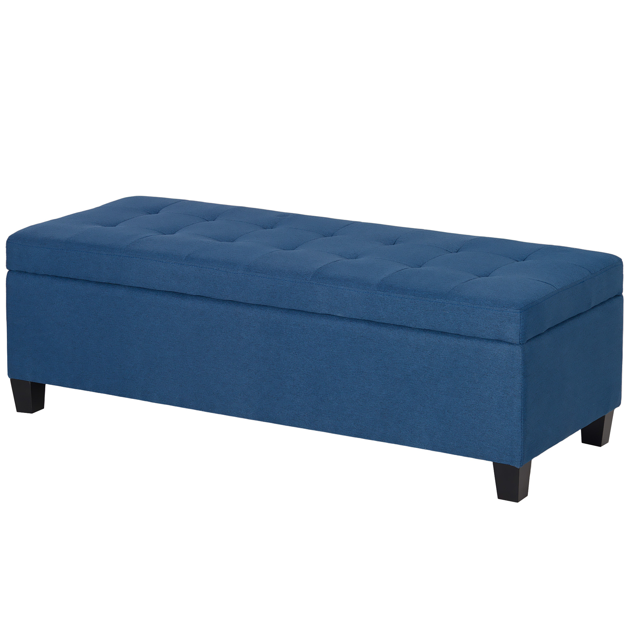 HOMCOM Sitzbank mit Stauraum, Ottomane, Flurbank, Knopfheftung,125,1 cm x 48,9 cm x 41,3 cm, Blau