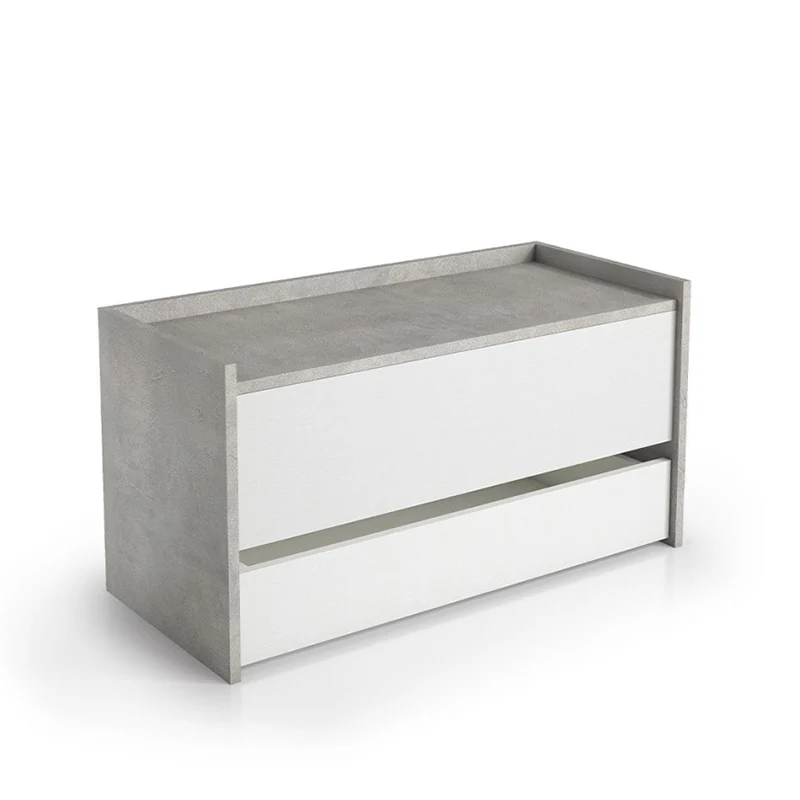 Baule Con Cassetto Bianco-Cemento 90x40x46 Cm