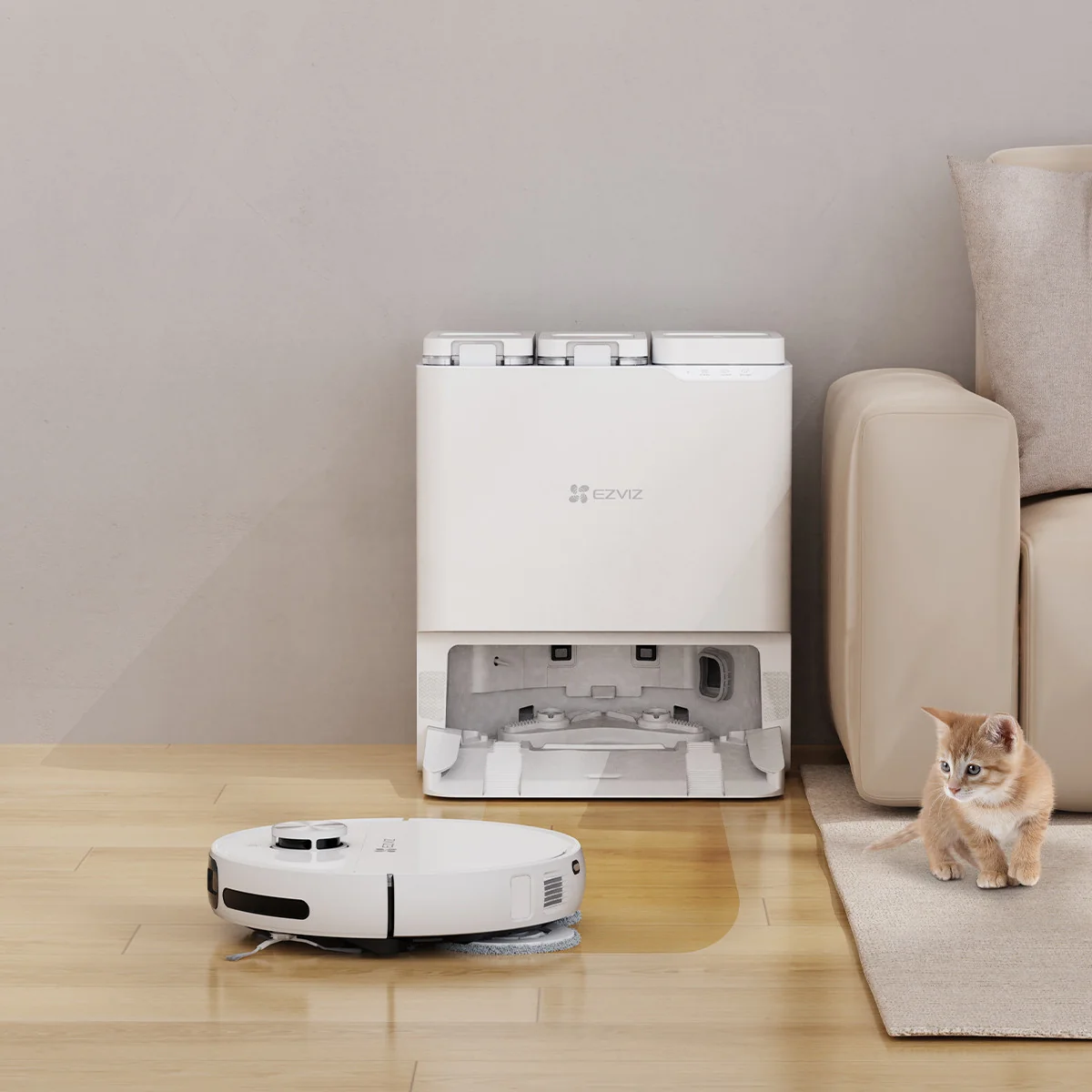 Ezviz RS20 PRO Robot Aspirapolvere Lavapavimenti Wi-Fi 7200Pa Bianco