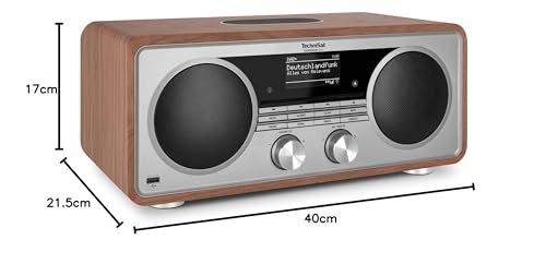 TechniSat DIGITRADIO 602   Stereo Internetradio (DAB, UKW, sistema 2.1 da 70 watt con subwoofer, CD, USB, streaming Bluetooth, AUX, WLAN, sveglia, Spotify Connect, telecomando) Noce : Elettronica
