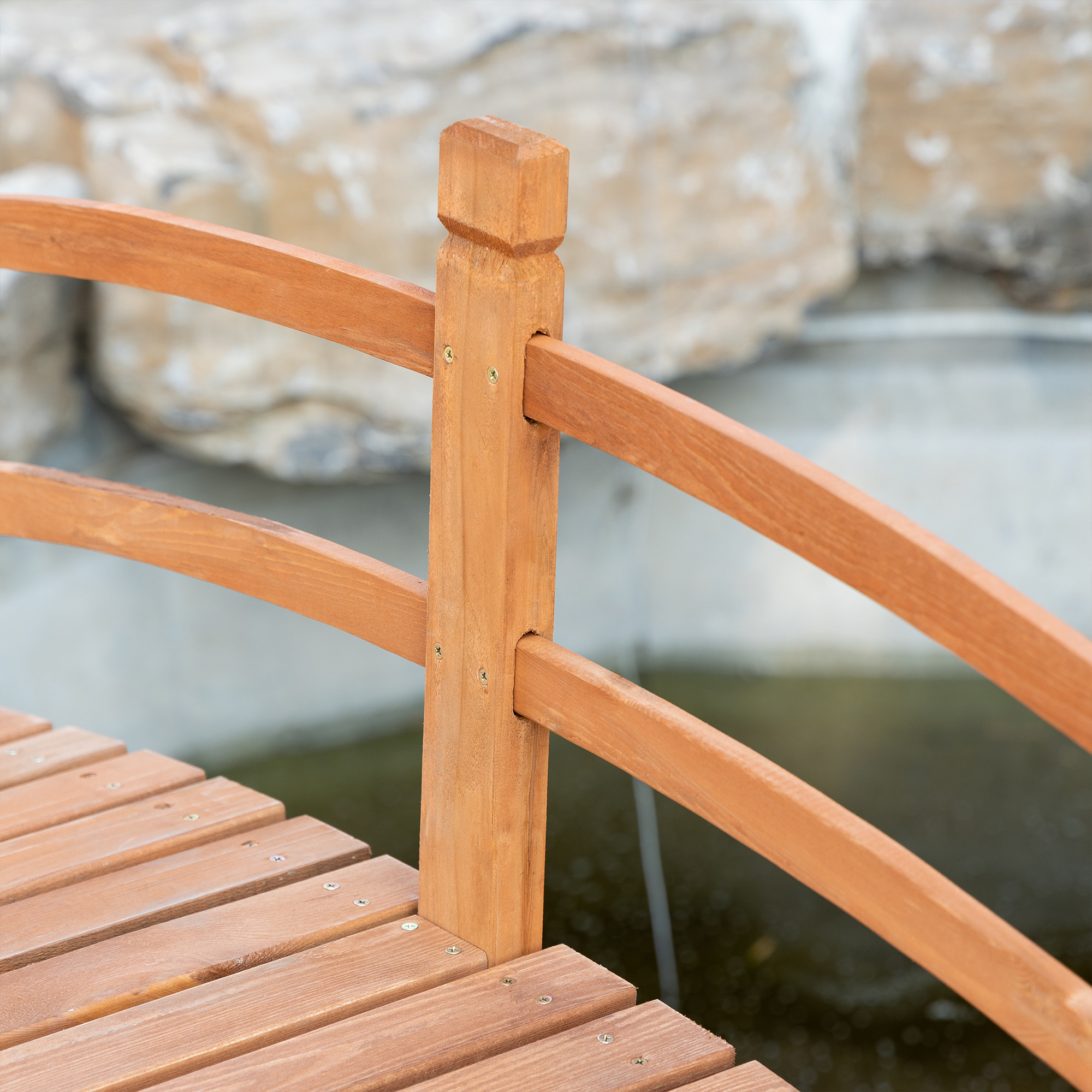 Outsunny houten tuinbrug 185 x 72 x 58 cm