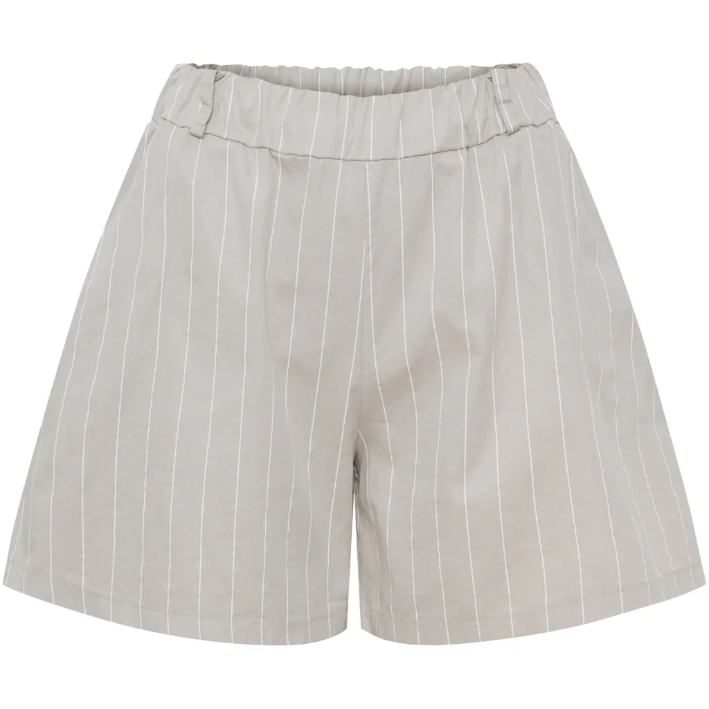 Pinstripe High-Waist Shorts �C Latte | Women's Luxury Cotton Shorts