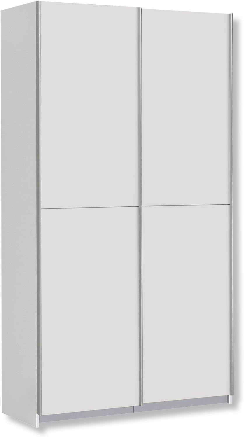 Forte Ohio 40 Multi-Purpose Modern White 2 Door Wardrobe with Shelves Sliding Wardrobe Wardrobe Wardrobe Wooden Matt White 120cm W x 42cm D x 190.5cm H