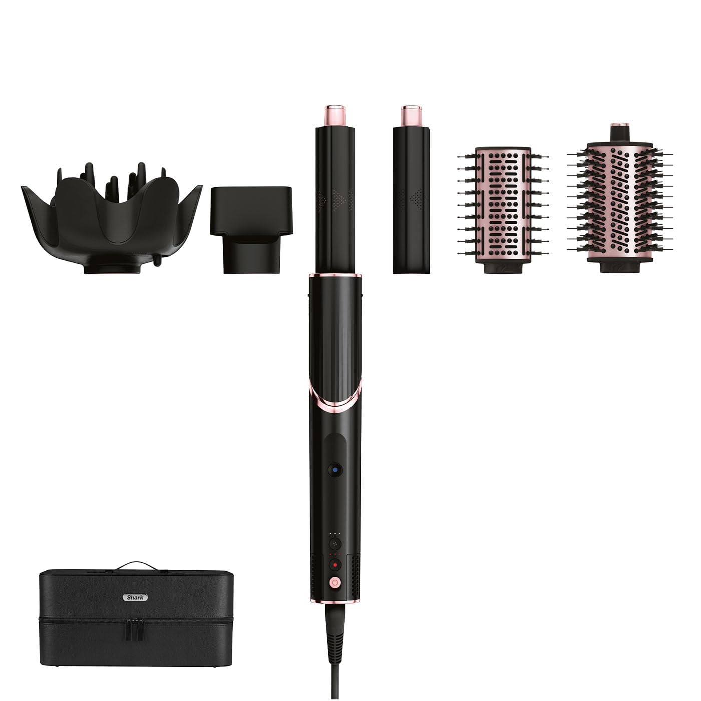 Shark FlexStyle 5-in-1 Luftstyler & Haartrockner, Auto-Wrap-Lockenaufsatz, Paddle-Bürste, Ovalbürste, Konzentrator, Diffusor, Aufbewahrungskoffer, Keine Hitzeschäden, Schwarz/Roségold, HD440EU