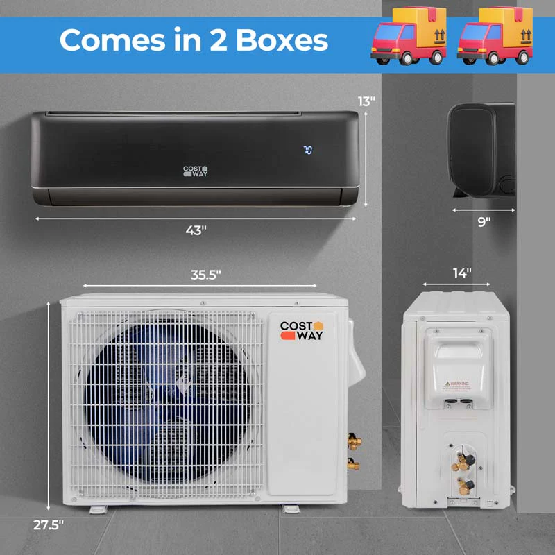 22,000 BTU Wifi Enabled Mini Split Air Conditioner and Heater, 21 SEER2 208-230V Inverter Split AC Unit with Heat Pump