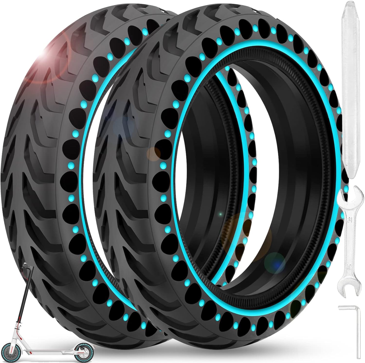 BANGTING 2PCS 8,5 Pollici Ruota Monopattino Elettrico, 8 1/2 x 2 Gomme Piene, 50/75-6.1 Pneumatico di Ricambio per Xiaomi Pro 2 / M365 / M365 Pro / 1S / 3/3 Lite/Essential