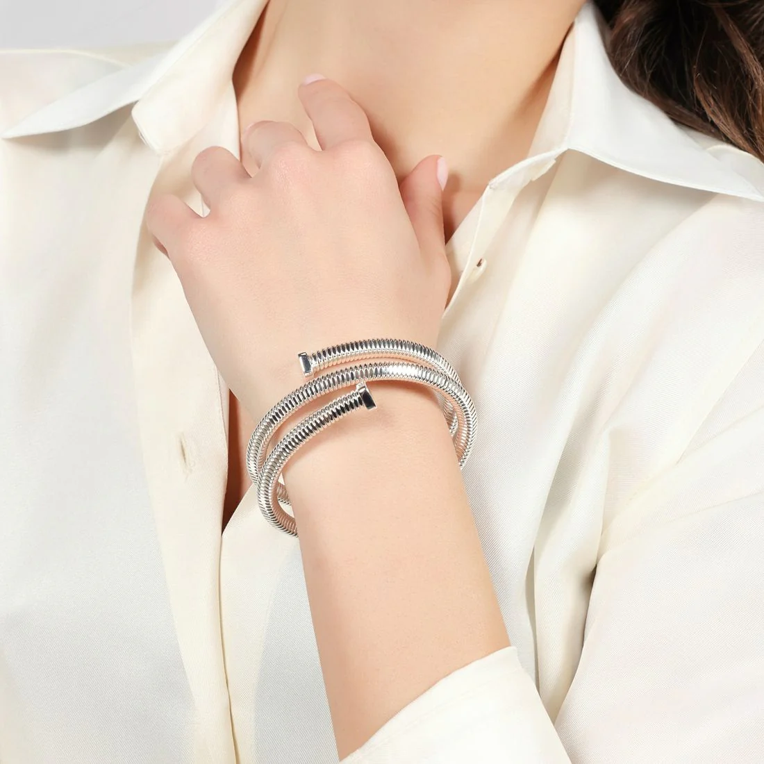 Bracciale Unoaerre tubogas tre giri argentato 2850