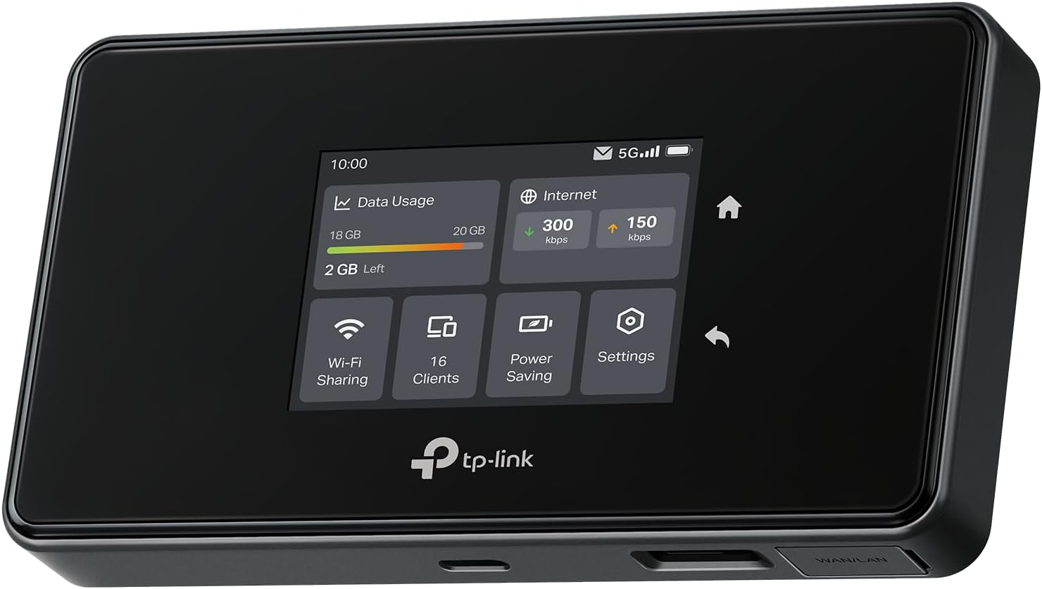 TP-Link M8550 5G LTE Mobiler WLAN Router – Bis zu 3,4 Gbit/s, Tri-Band Wi-Fi 6E, Nano-SIM-Karten Slot, Gigabit WAN/LAN, 4680 mAh Akku, Touchscreen, Wireguard, bis zu 32 Geräte