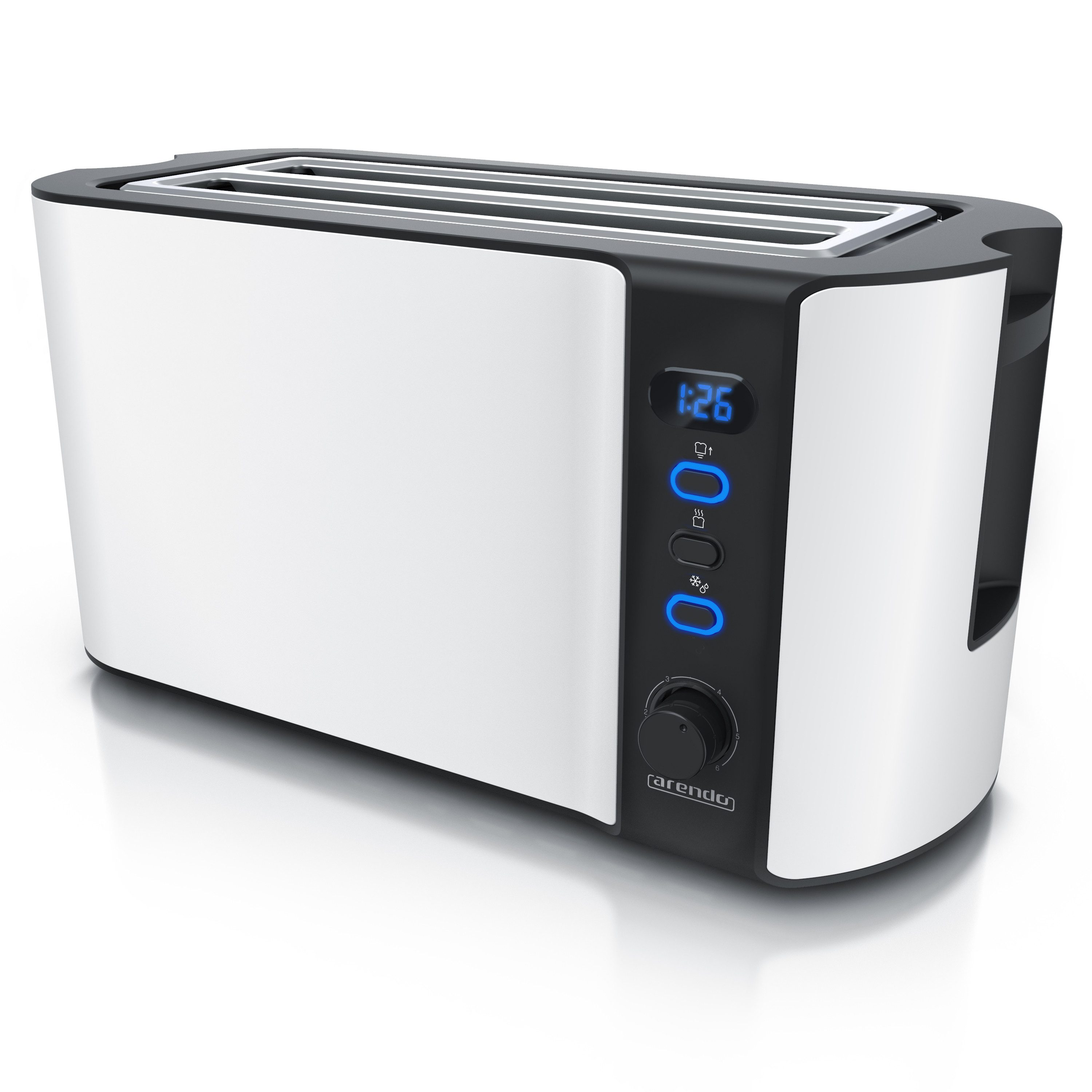 Toaster Langschlitz, Edelstahl, Display mit Restzeitanzeige, Krümelschublade