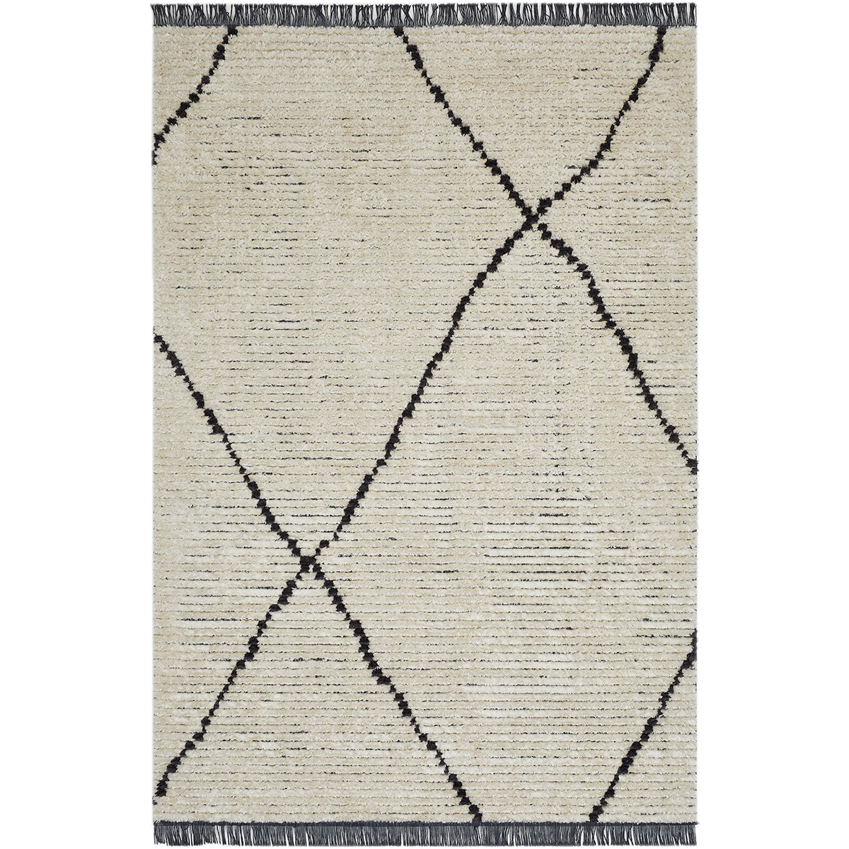 HOMCOM Hochflorteppich mit Fransen Beige 170 x 120 x 2,1 cm