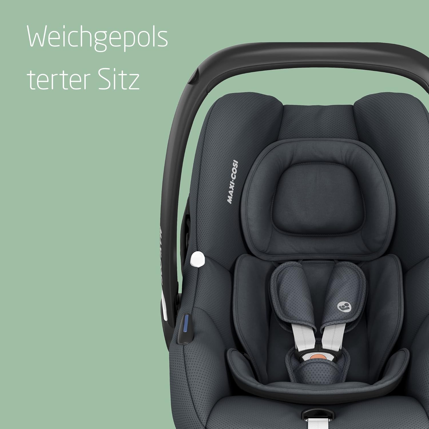 Maxi-Cosi CabrioFix i-Size, Babyschale, 0–12 Monate, max. 12 kg, leichter i-Size Kindersitz (3,2 kg), Sonnenverdeck, gepolsterter Sitz, für viele Maxi-Cosi Kinderwagen, Essential Green