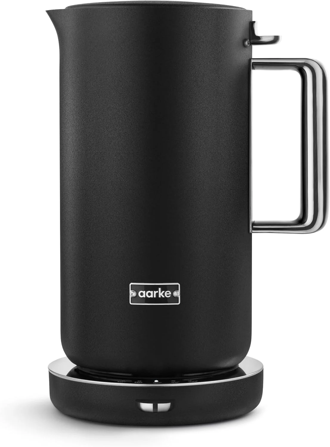 Aarke Edelstahl-Wasserkocher Mattschwarz, 1,2 L Elektrischer Wasserkocher, mehrere Temperatureinstellungen, 360°-Drehbasis, leises Kochen
