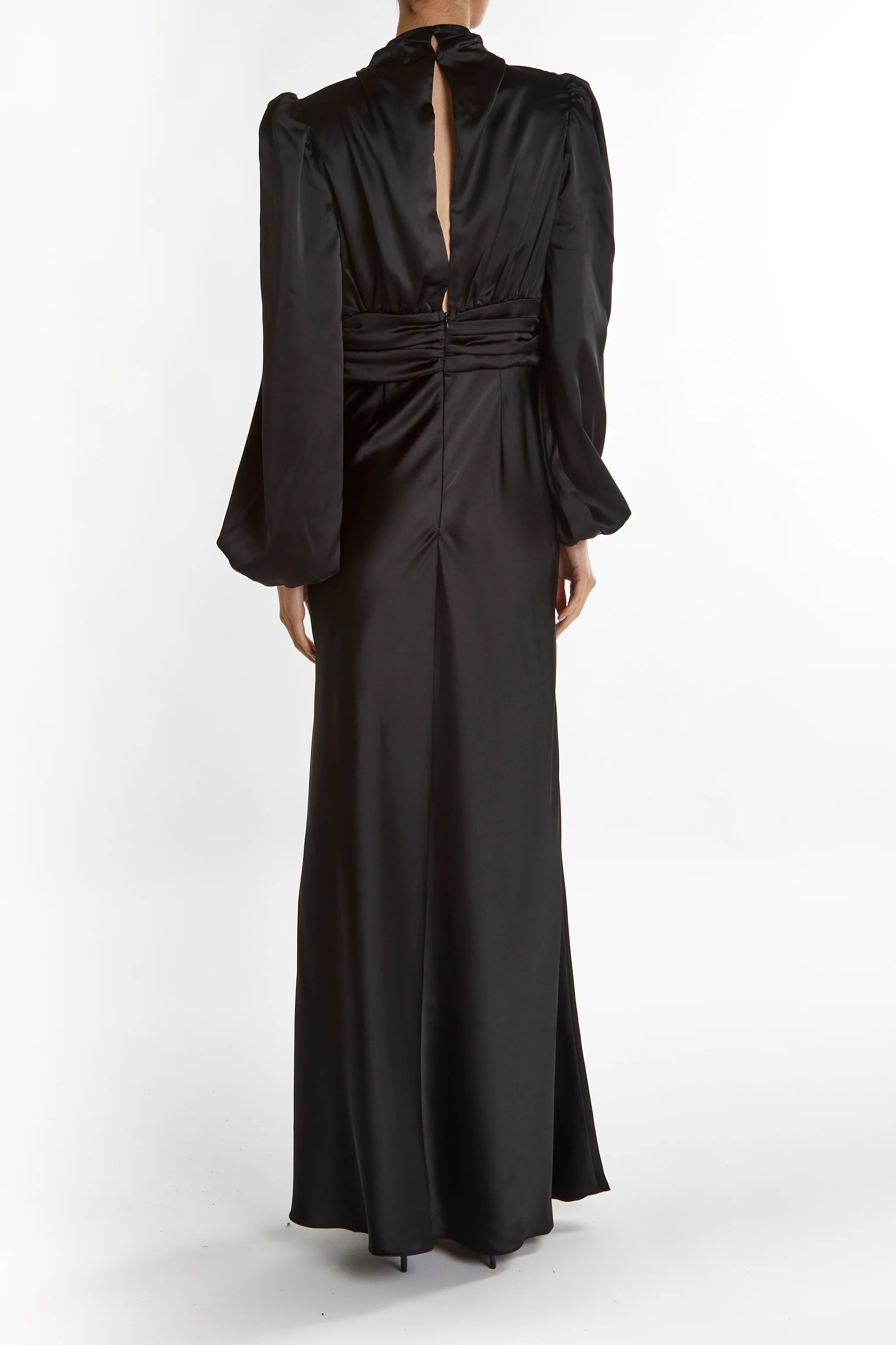 Sutton Black High Cowl-Neck Maxi Dress