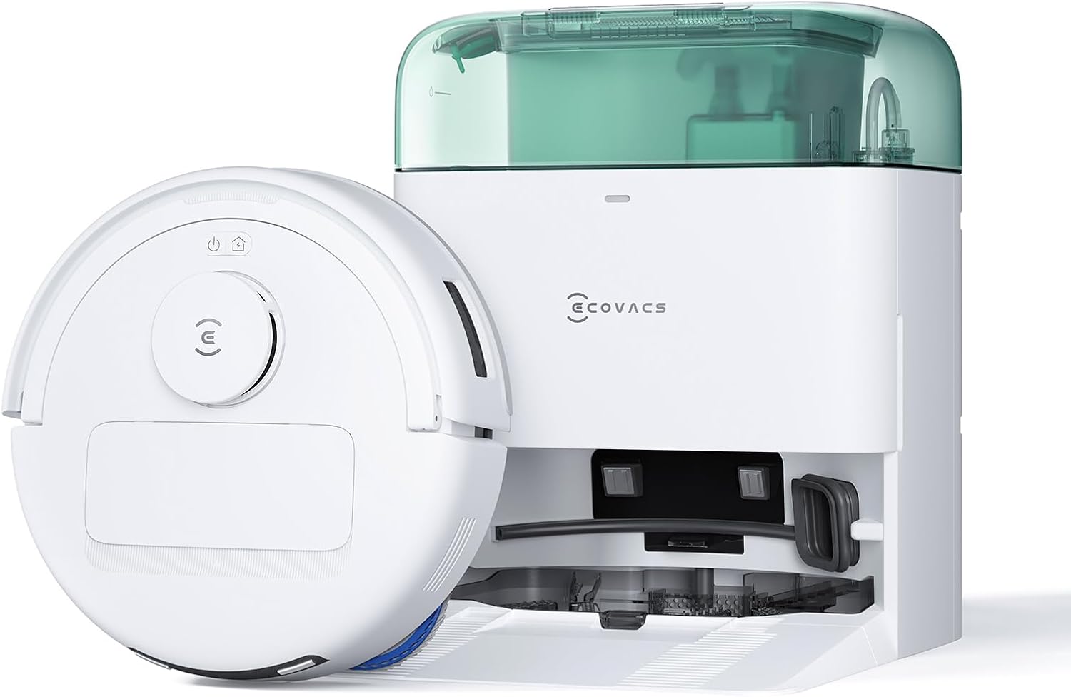 ECOVACS DEEBOT MINI Robot Aspirapolvere Lavapavimenti, 9000Pa, ZeroTangle 2.0, TrueMapping 2.0, Asciugatura ad Aria Calda 45°C, Svuotamento Automatico, Lavaggio Profondo Intelligente, Verde