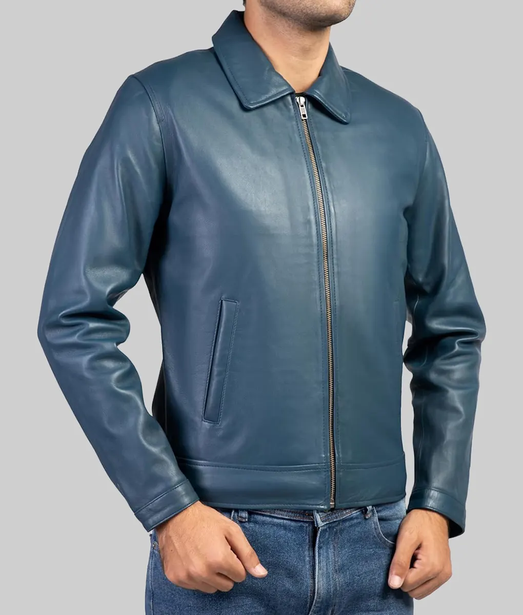Devin Blue Leather Jacket