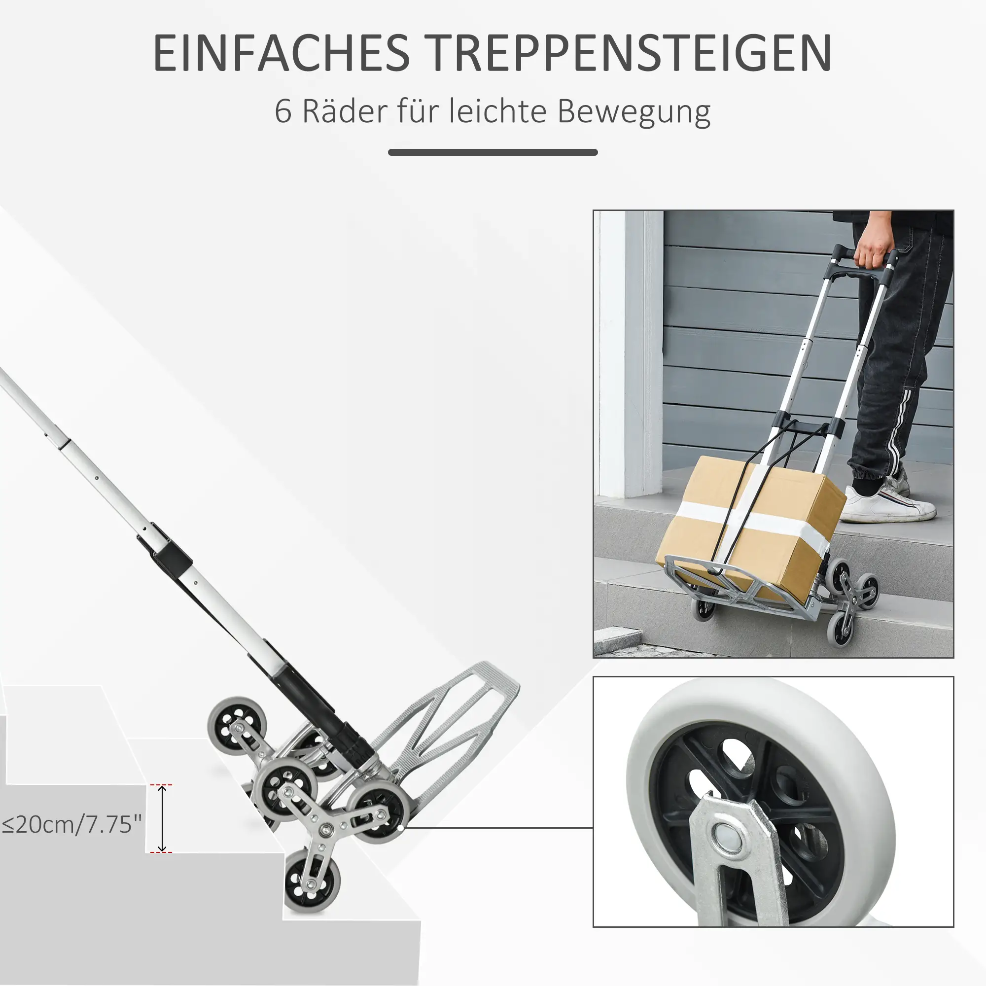 Durhand Trappensteekwagen 6 wielen opvouwbaar aluminium