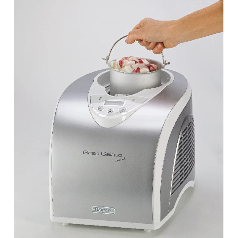 Gelatiera autorefrigerante - Compressore - Cestello removibile 1L - Display LCD - Argento