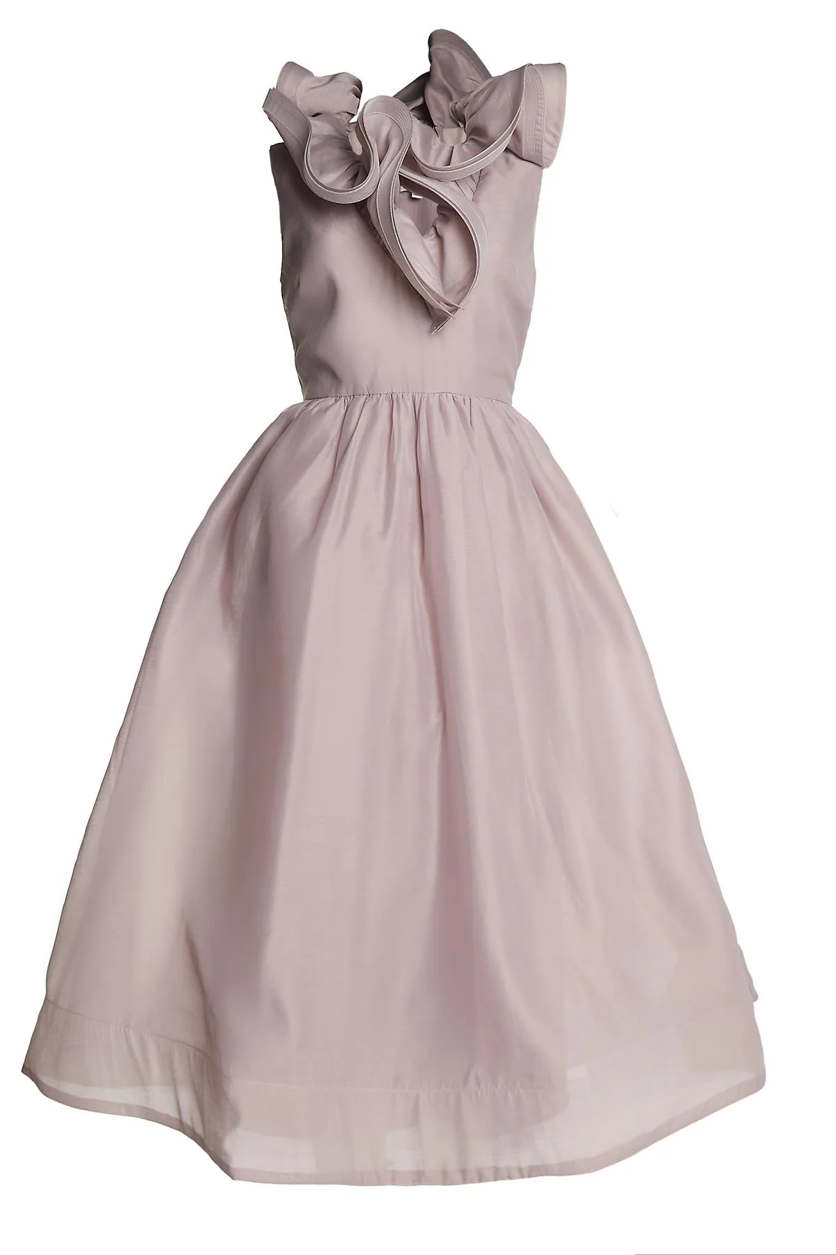 Dusty Mauve Ruffle V neck Midi Dress