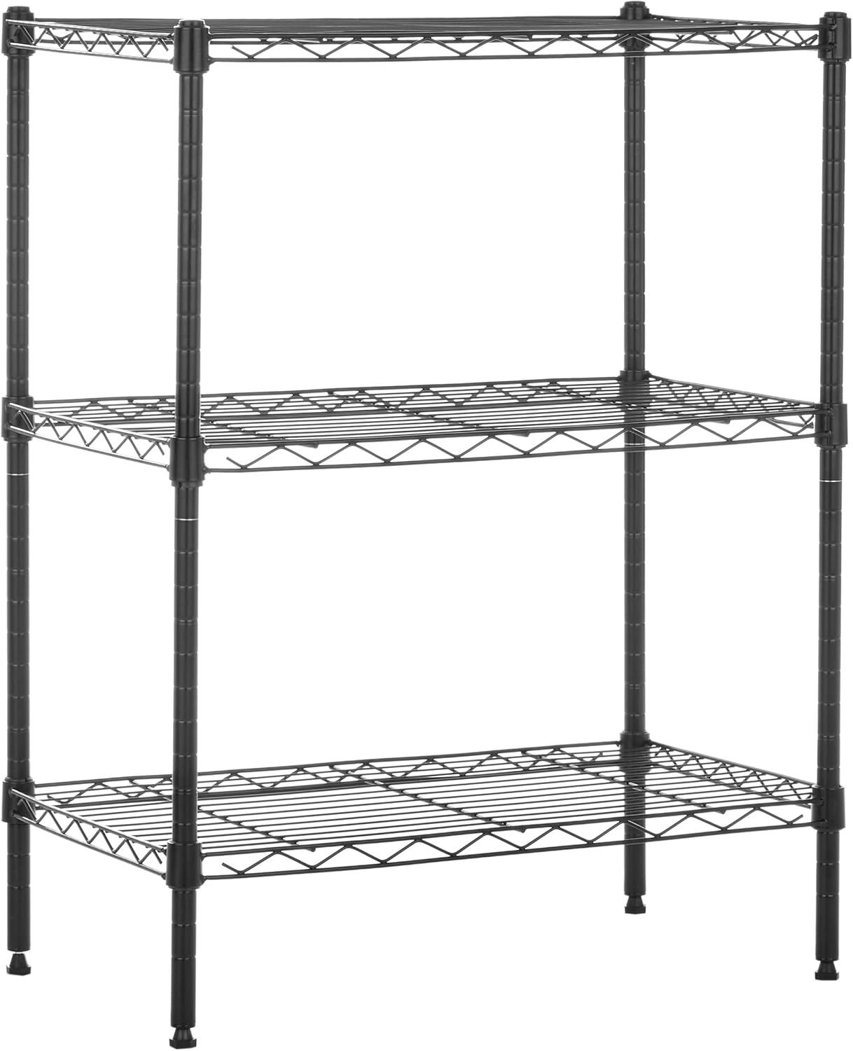 Amazon Basics 3 Tier Narrow Storage Rack with Wheels Adjustable Feet Height 340kg Max Weight 340kg Chrome 34cm D x 59cm W x 83.3cm H