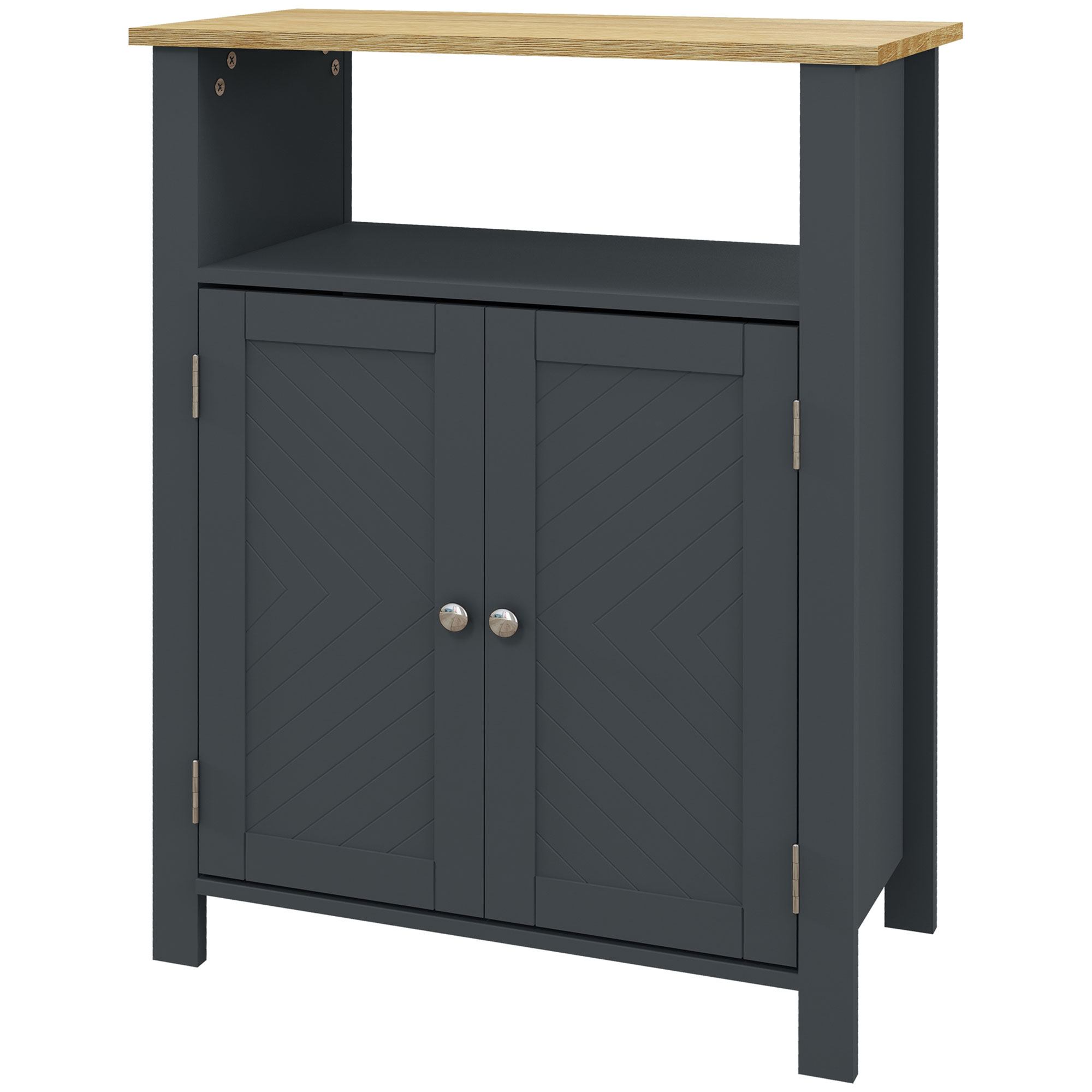 kleankin Badezimmerschrank mit 3 Regalen aus MDF und Spanplatte mit verstellbarem Innenregal, 60x30x80,5 cm