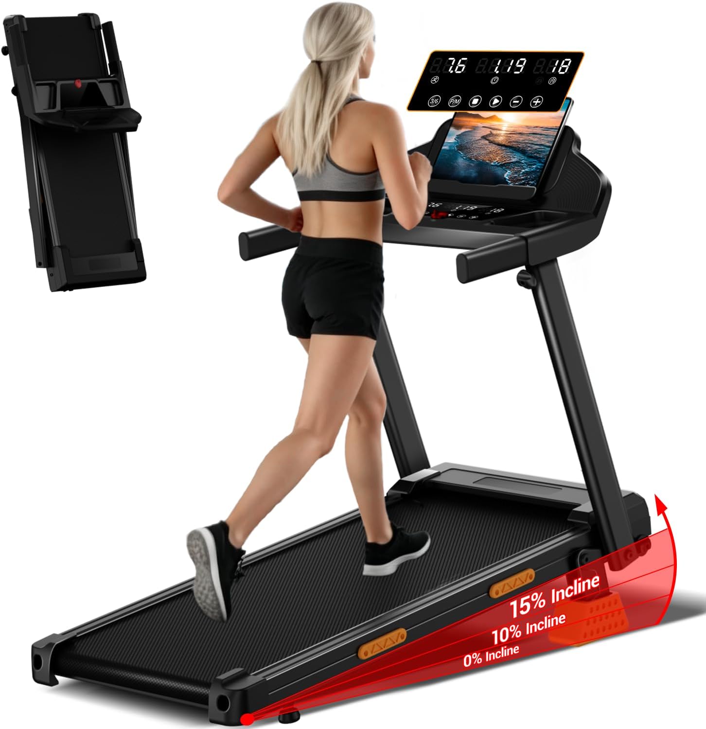 LONTEK Tapis Roulant Salvaspazio con Inclinazione 15%