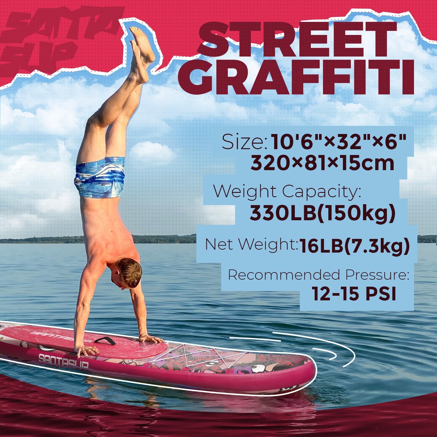 Tavola gonfiabile per stand up paddle, blu, con accessori, ampia tavola per adulti e ragazzi, tavola da surf, tavola da sup a tutto tondo con tavola antiscivolo