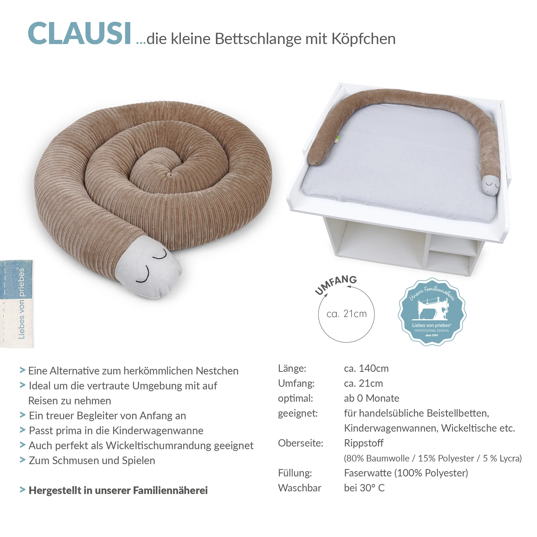 CLAUSI kleine Bettschlange