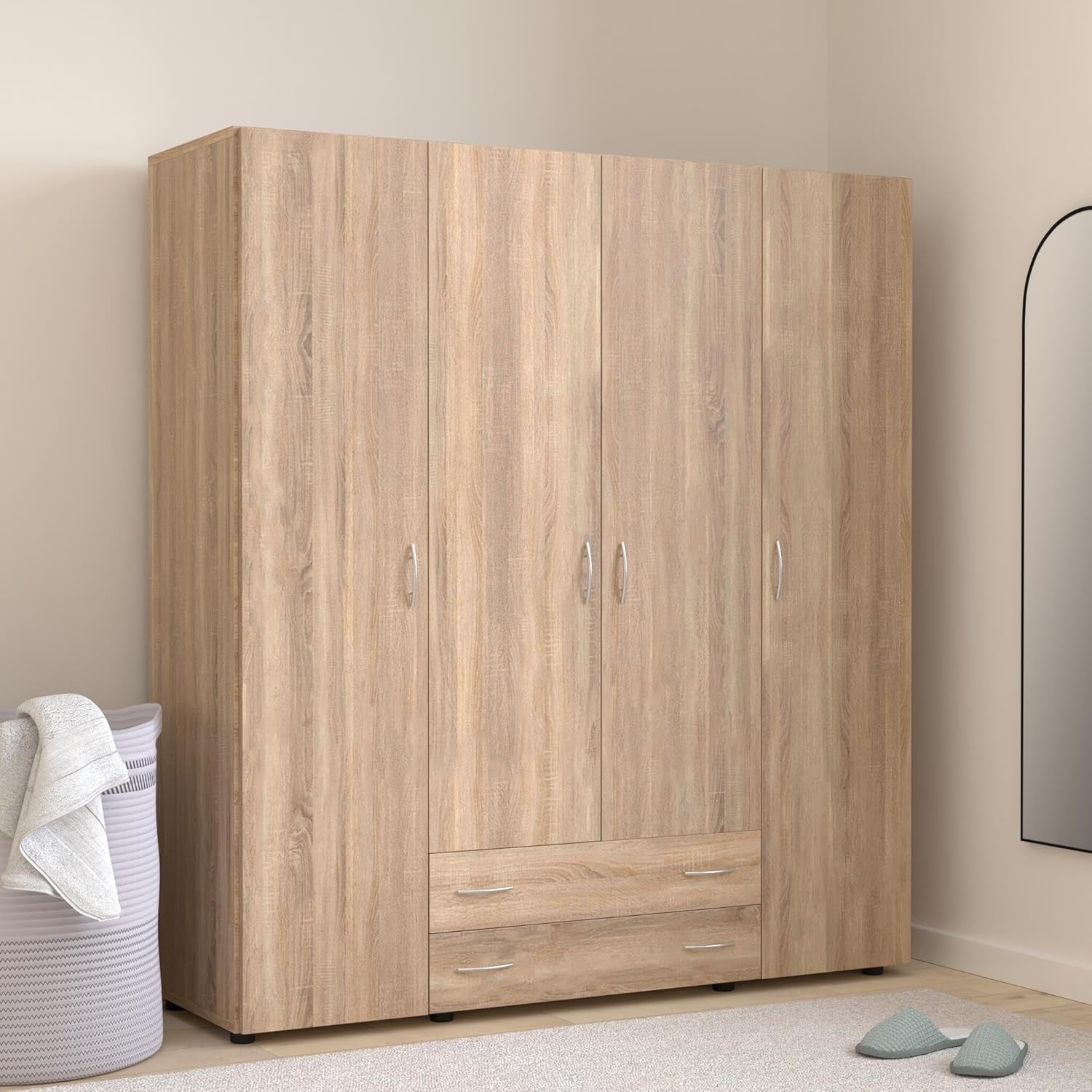 AVANTI TRENDSTORE - Balu 2.3 and 4, hinged door wardrobe, available in 2 different colours and 3 different widths (brown, 4 doors)