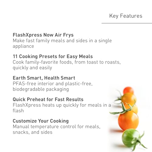 Panasonic Air Fryer Toaster Oven Combo with 11 Preset Cooking Functions, FlashXpress with Double Infrared Heating, Temperature Control Dial, PFAS Free, 1800W   NB G211P: Home & Kitchen