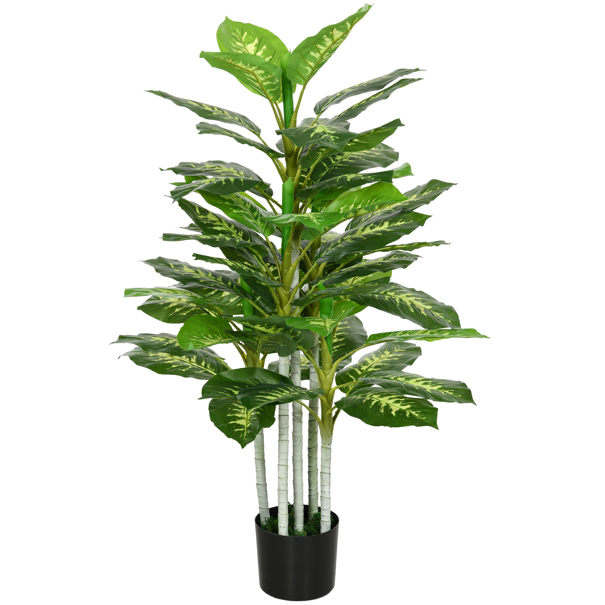 HOMCOM Kunstpflanze, Kunststoff-Pflanze, Zementtopf, Indoor und Outdoor, 120 cm, Grün