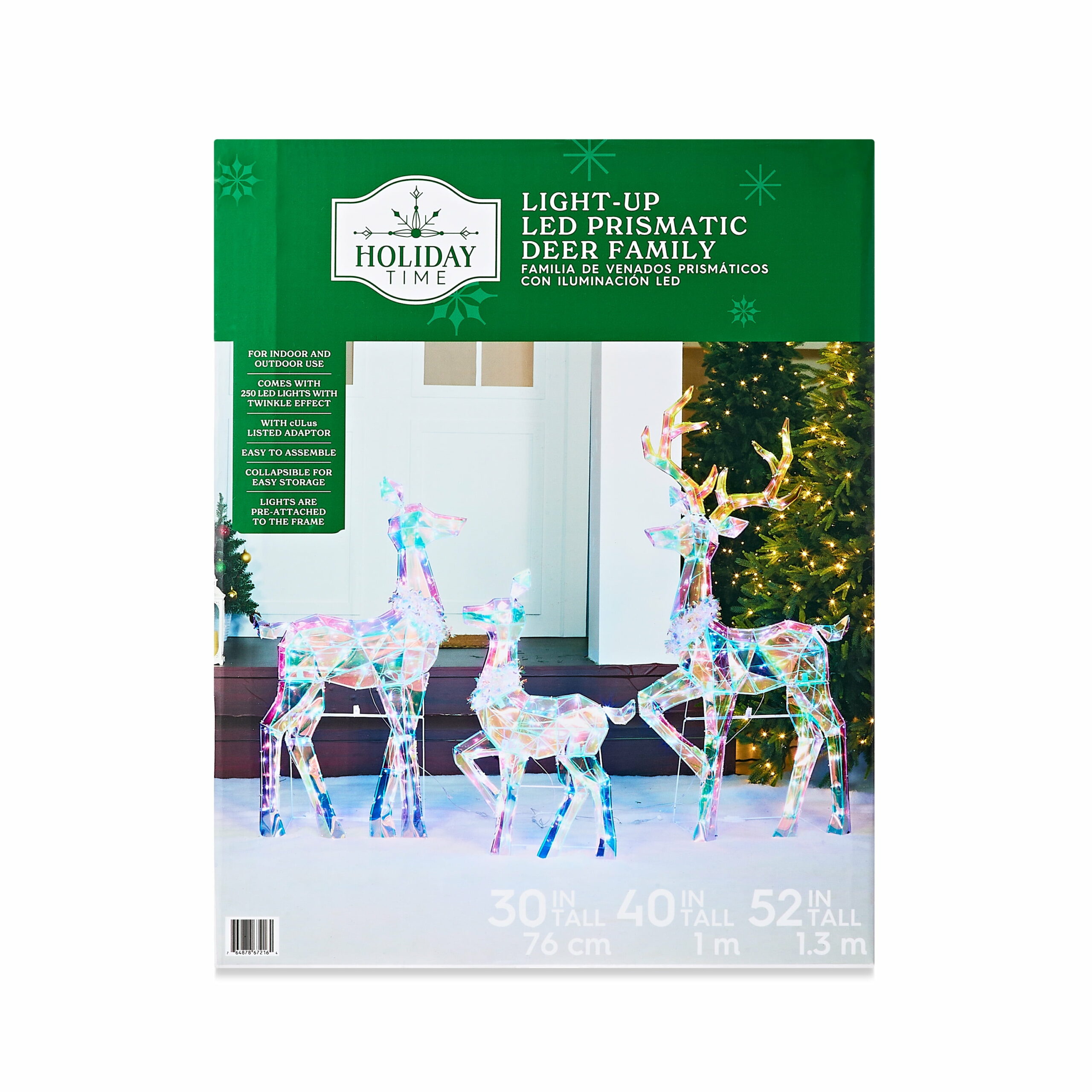 Holiday Time 3 Piece LED Prismatic Polygon Deer Family Set &ndash; Buck, Doe & Fawn for Indoor/Outdoor Decor