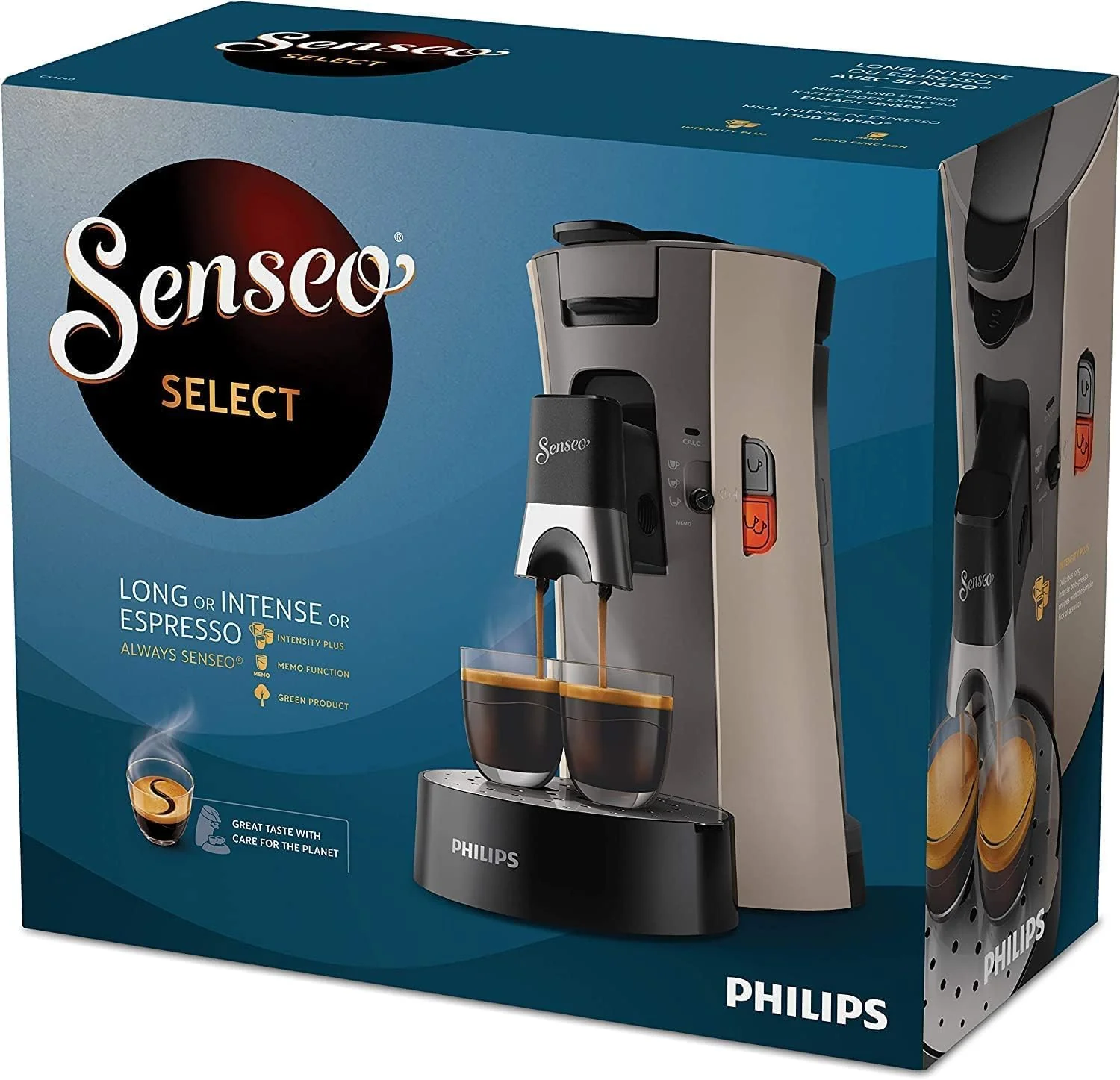 Philips Senseo Select CSA240/20 Koffiepadapparaat (koffiesterktekeuze Plus, memo-functie, van gerecycled plastic), Zwart Eco