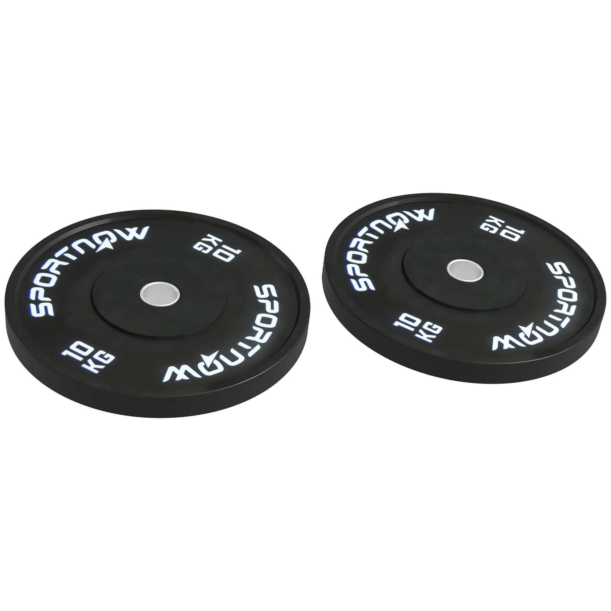 SPORTNOW Set von 2 Hantelscheiben zu je 10kg für Langhantelstangen und Kurzhanteln mit 5cm Anschluss, Schwarz