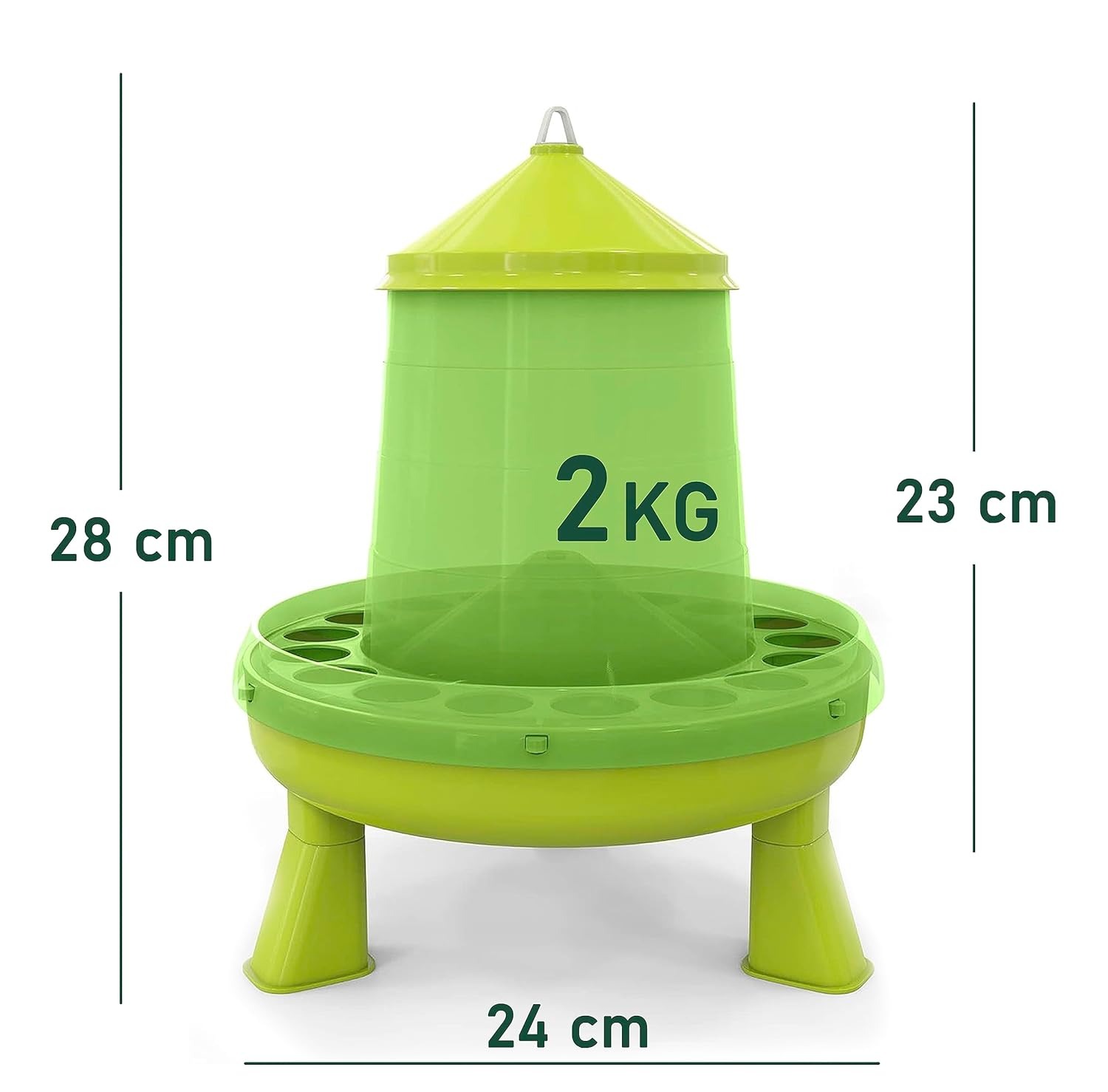 Mangiatoia per Galline 2 Kg e Abbeveratoio per Galline 3L - in Plastica Trasparente Resistente – Piedini rimovibili