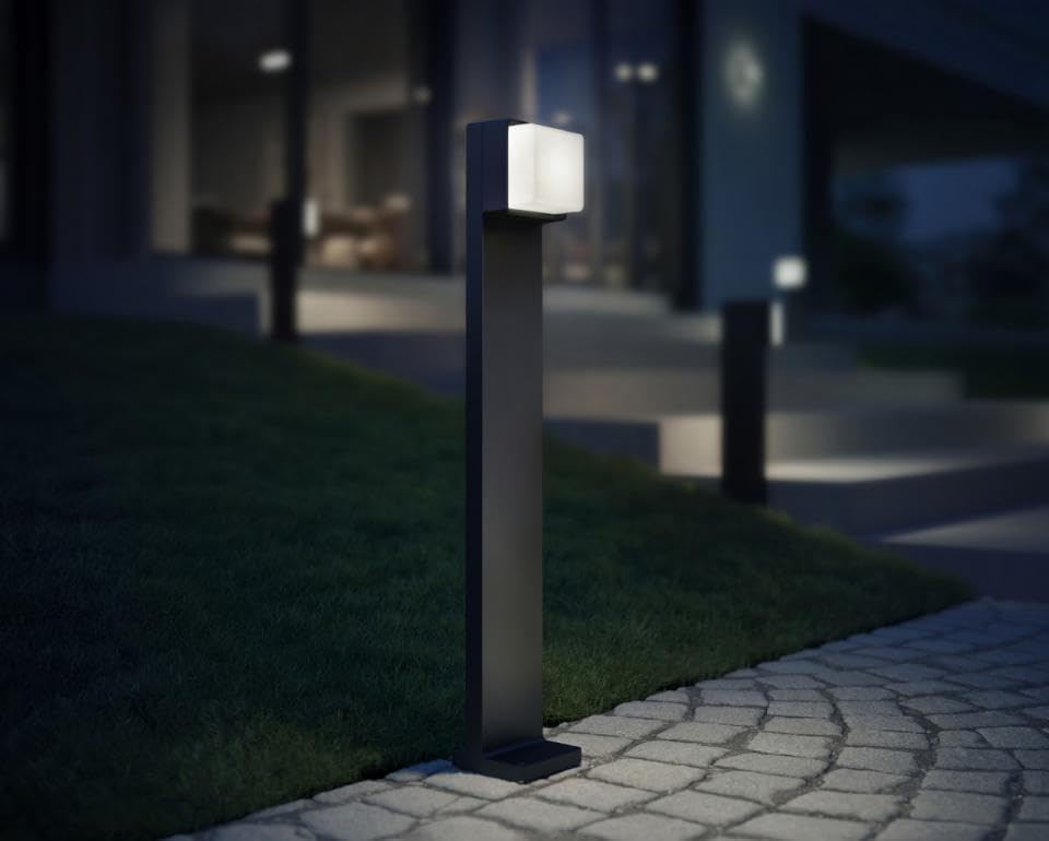 Steinel LED Wegeleuchte GL 85-900 SC Connect, 90 cm Höhe, Bewegungsmelder, smarte Gartenleuchte, dimmbar, vernetzbar per App, Zeitschaltuhr, Anthrazit