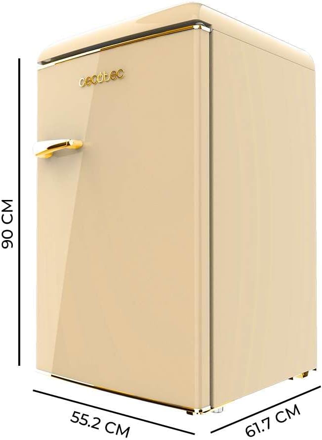 Cecotec Mini Frigorifero Retro Bolero CoolMarket TT Origin 110 Beige E. Mini Frigorifero Retro con Capacità di 110L, Classe E, Icebox, LED interno, Maniglia Cromata, Ripiani in Vetro