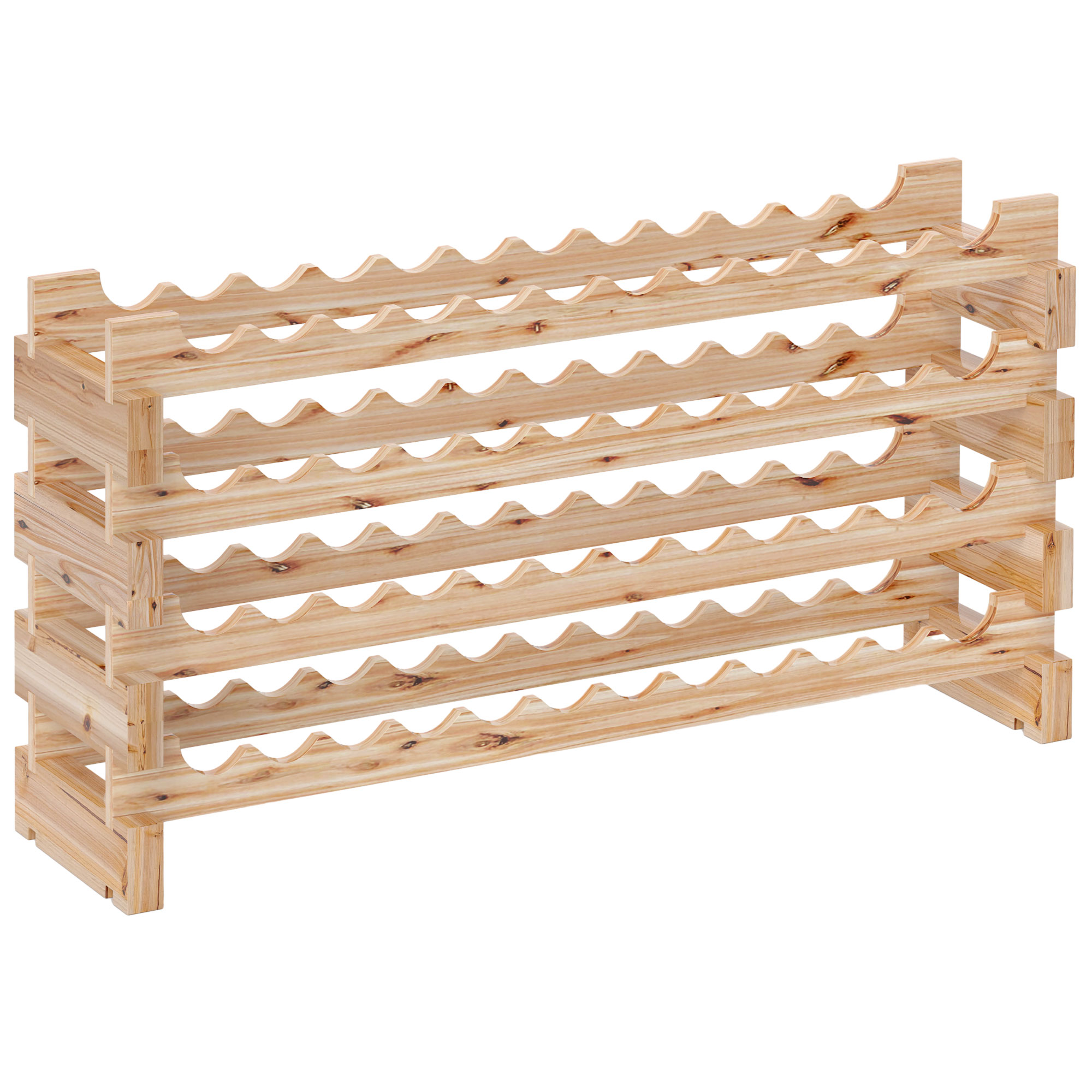 HOMCOM Weinfach aus Fichtenholz, Flaschenregal mit 4 Regalen für 48 Flaschen, 114x28x56,5 cm, Farbe Naturholz