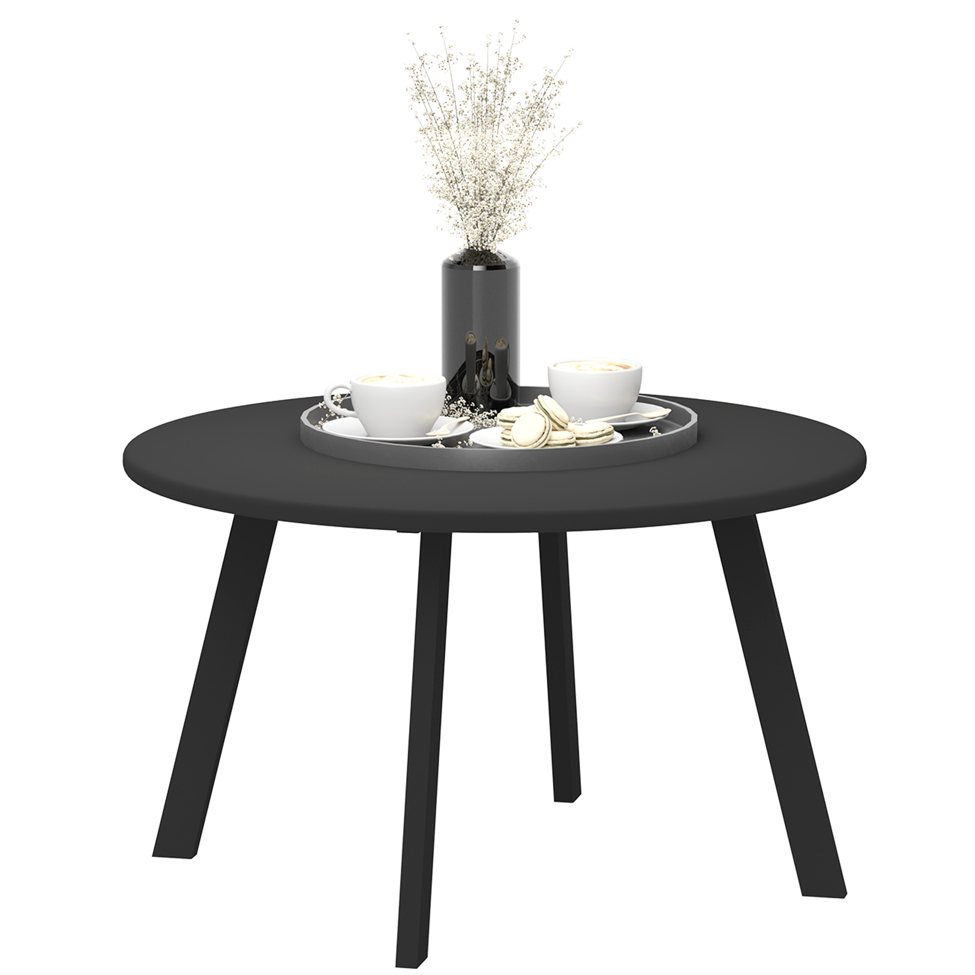 Outsunny Metalen Balkontafel Rond Koffietafel Weerbestendig Tuin Tafel ?70 x 42H cm Zwart