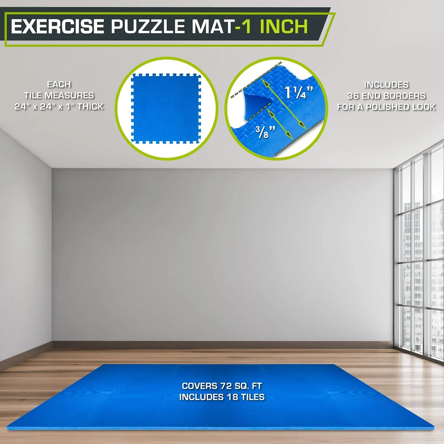 Extra Thick Puzzle Exercise Mat ?�� and 1", EVA Foam Interlocking Tiles for Protective, Cushioned Workout Flooring for Home and Gym Equipment