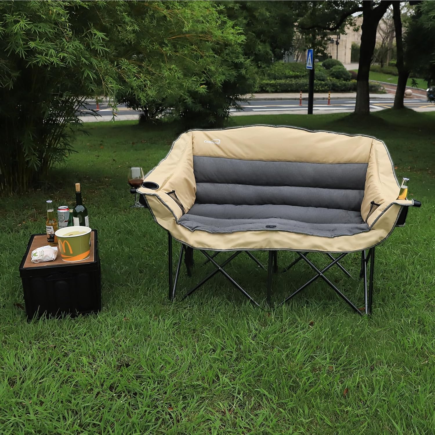 2 Person Fully Padded Camping Chair Oversized Loveseat