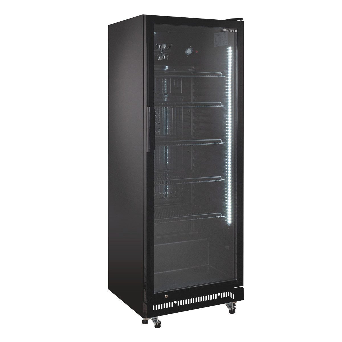 Getränkekühlschrank GKS-360 Flaschenkühlschrank, Glastür & LED, abschließbar schwarz
