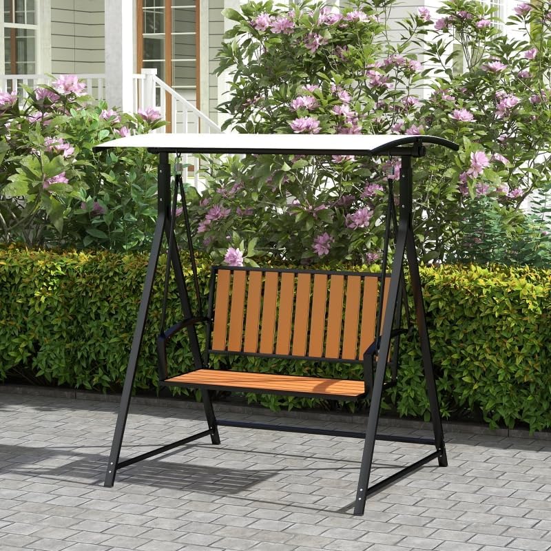 2 persone con canopy regolabile – Compact Garden Swing Chair 529lbs Capacity – Quick Assembly Outdoor Patio Furniture 142 x 112 x 162 cm, nero