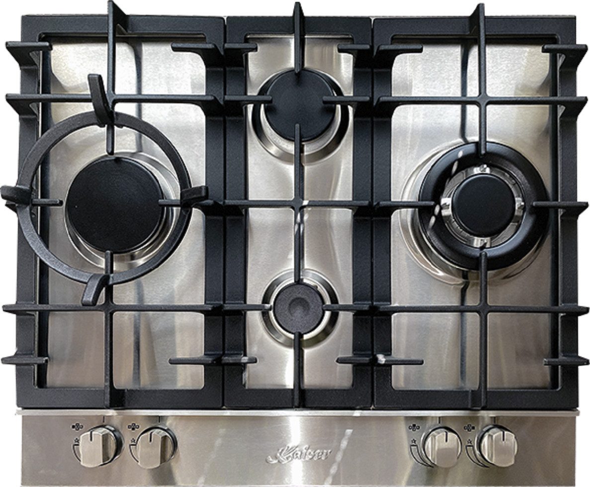 Gas-Kochfeld KG 6364 Turbo Romb Autarkes Edelstahl Gaskochfeld 60 cm, 4 Gasbrenner, davon 1 Turbo – Gasbrenner, Erdgas und Propangas