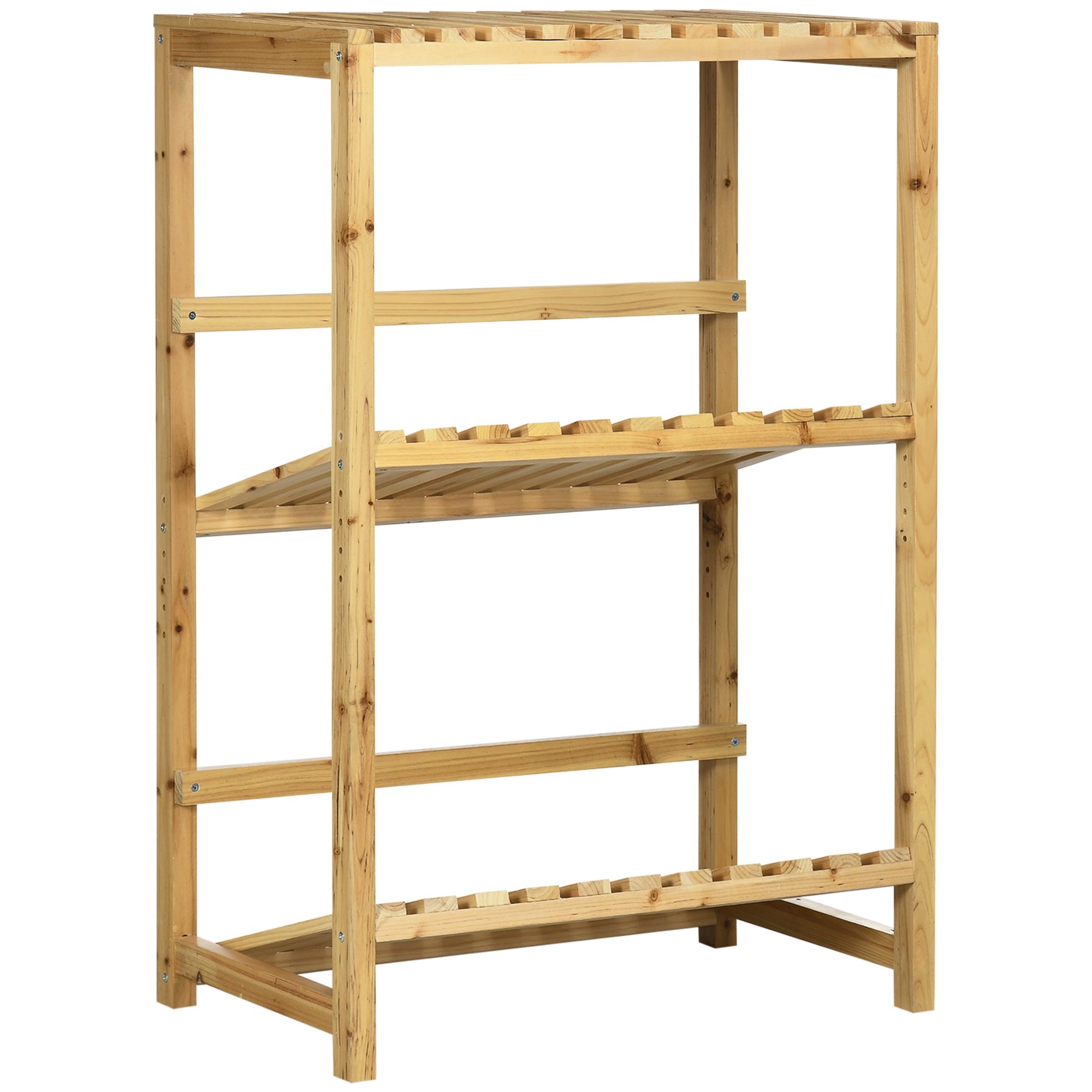 Outsunny Regal für Getränkekisten Kistenständer bis 4 Kisten Naturholz 2 Etagen 74 x 45 x 111 cm