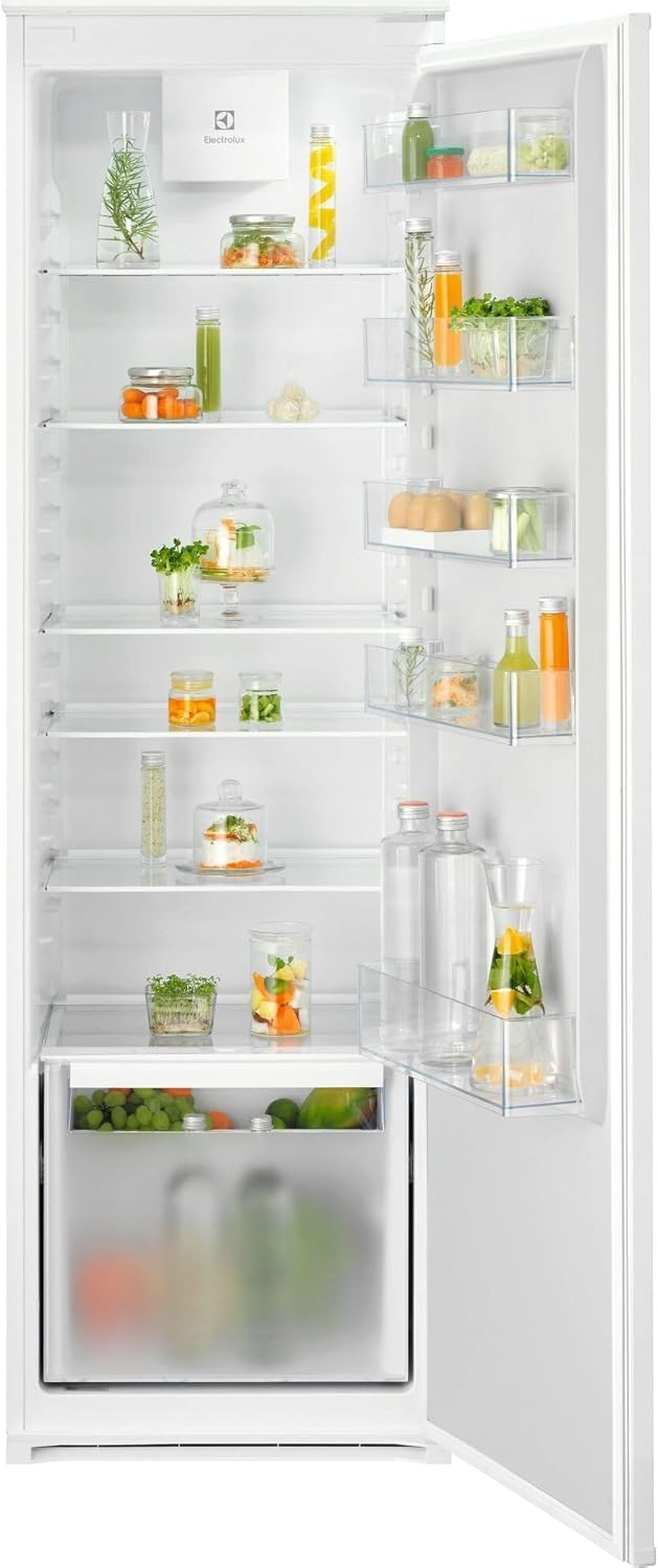 Electrolux Frigorifero da Incasso Serie 600 Monoporta ERD6DE18S4 – 310 L, Classe E, Ventilato, 32 dB, Porta Reversibile, LED, Built-in, L 54,6 cm H 177,2 cm