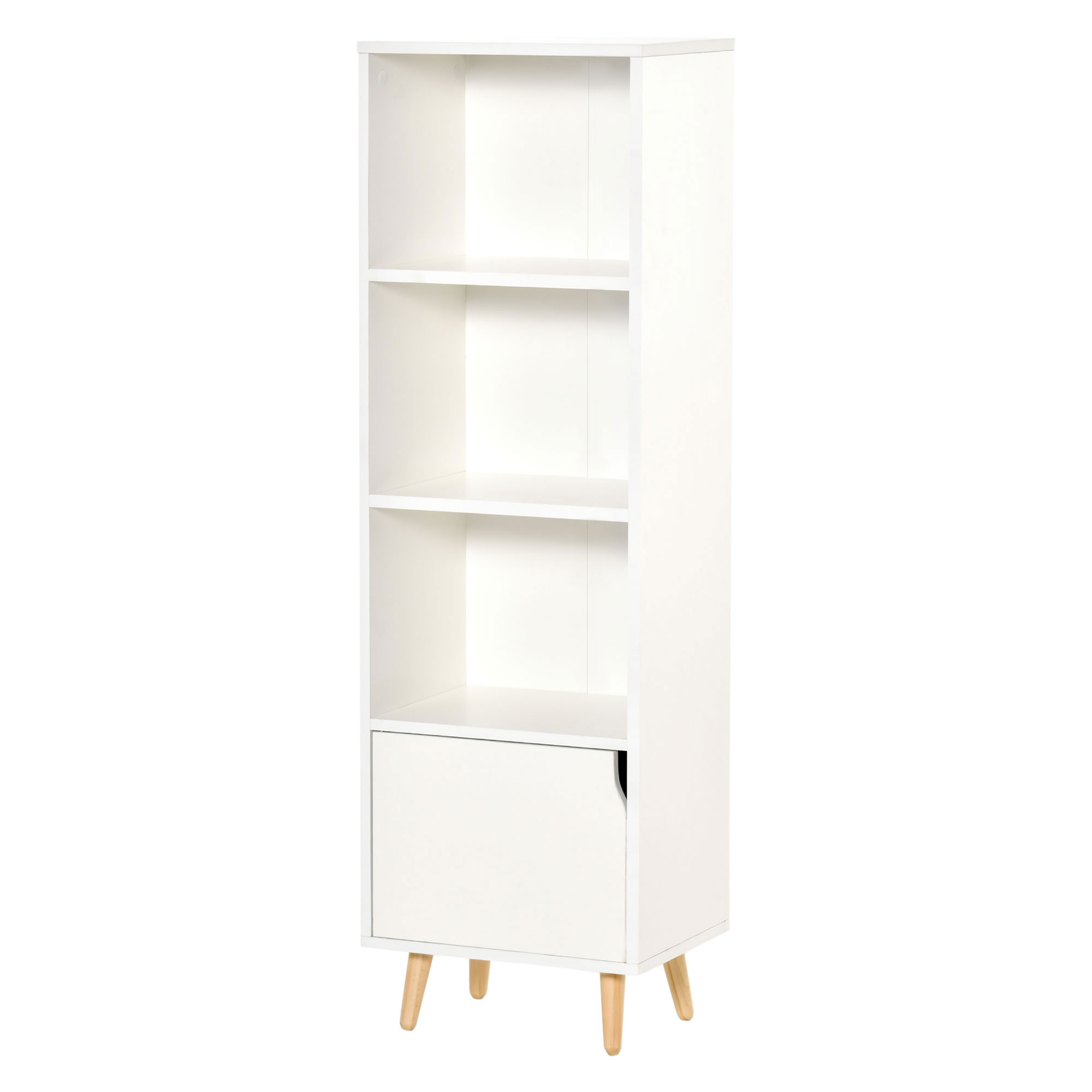 HOMCOM Bücherregal Regal Column Storage für Wohnzimmer, Badezimmer Weiß aus Holz Maße 40B x 30T x 130H cm